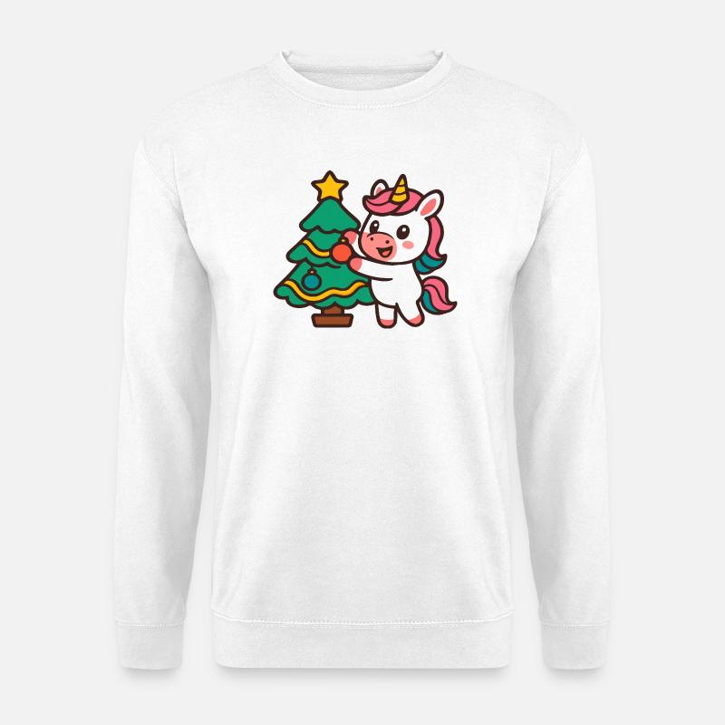 Niedlicher Einhorn-Weihnachtsbaum - Unisex Pullover - Weiß
