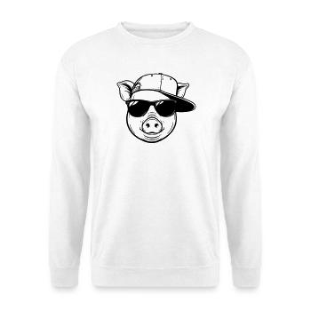 Cool pig with cap and sunglasses - Unisex Sweatshirt - white - Front