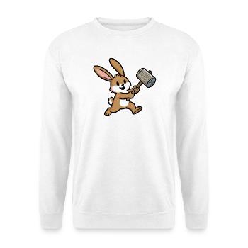 Lapin au marteau : Construire avec le cœur - Sweat-shirt Unisexe - blanc - Devant