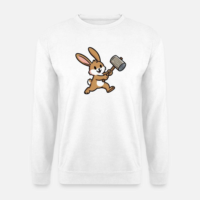 Rabbit with hammer: Building with heart - Unisex Sweatshirt - white