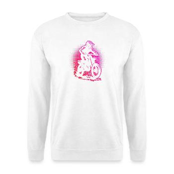 Direkte Motocross Aussage - Unisex Pullover - Weiß - Vorne - Alina (178cm) & Michal (187cm)