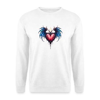 Cœur aux ailes de feu bleues - Sweat-shirt Unisexe - blanc - Devant