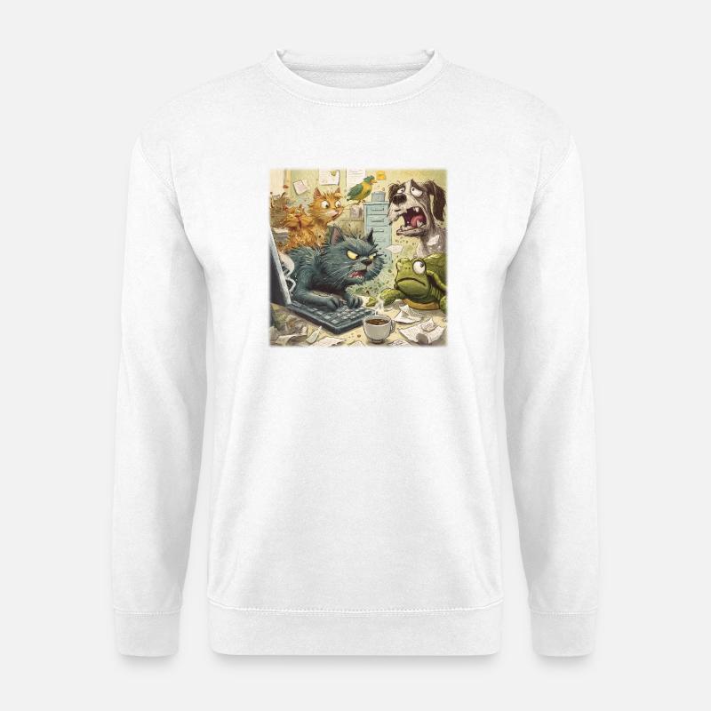 Chaos im Tierbüro - Unisex Pullover - Weiß