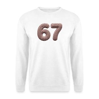67 Meme – Rosa Strickmuster Zahl - Unisex Pullover - Weiß - Vorne
