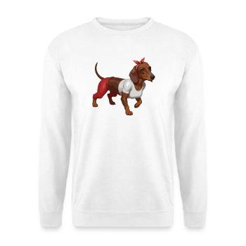 Dackel, Pinup-Dackel, - Unisex Pullover - Weiß - Vorne