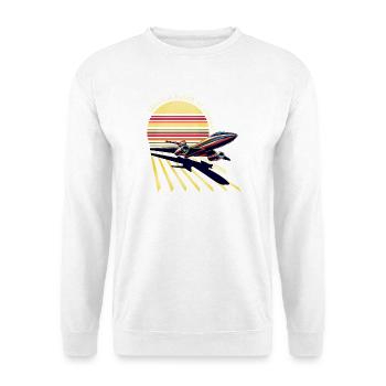 Retro Airplane Sunset (Based!) - Unisex Sweatshirt - white - Front