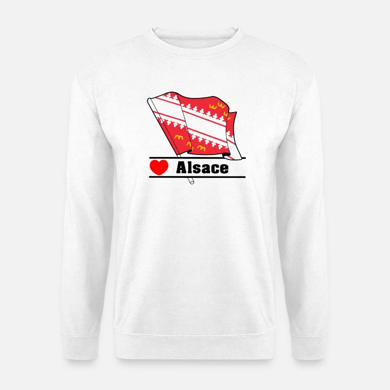 Elsass-Flagge + Herz + Text "Elsass" - Unisex Pullover - Weiß