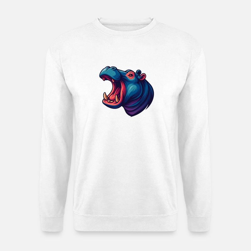 Neon hippo with an open muzzle - Unisex Sweatshirt - white