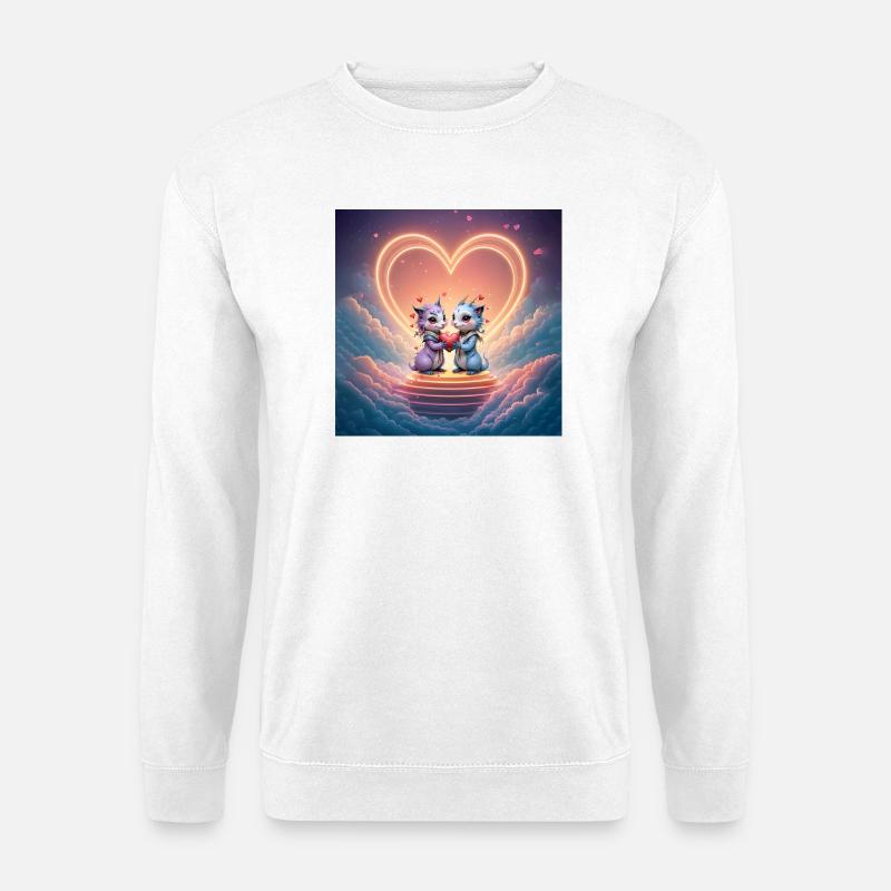 Neondrachen verliebt - Unisex Pullover - Weiß