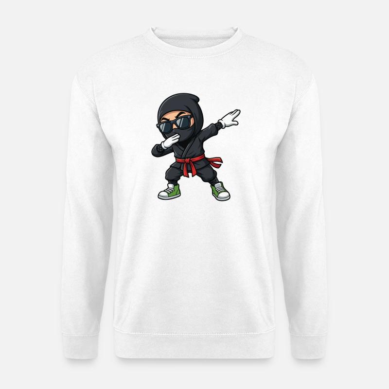 Lustiger Dabbing Ninja Cartoon - Unisex Pullover - Weiß
