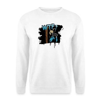 WTF Maus mit Fernglas lustiges Comic Motiv - Unisex Pullover - Weiß - Vorne