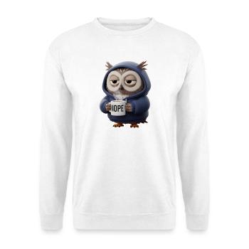 Morgenmuffel Eule mit Tasse im Cozy Hoodie - Sweat-shirt Unisexe - blanc - Devant