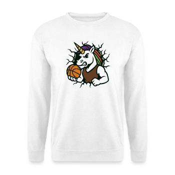Unicorn Basketball Mascot Breaking Through - Unisex Sweatshirt - white - Front