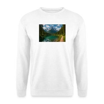 Sentier de lac de montagne dans la forêt - Sweat-shirt Unisexe - blanc - Devant