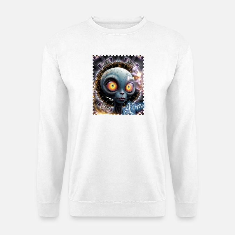 Alienaugen im Nebelkreis - Unisex Pullover - Weiß