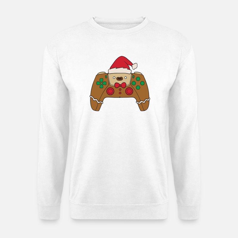 Gingerbread Video Game Controller Christmas Player - Unisex Sweatshirt - white