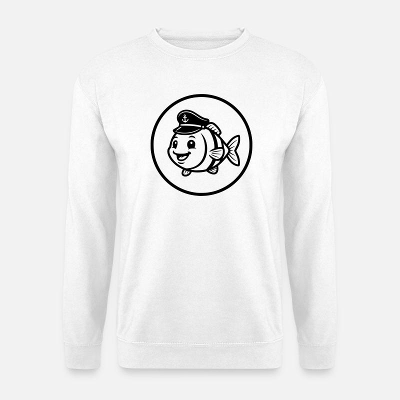 Funny Fish Captain Cap Comic - Unisex Sweatshirt - white