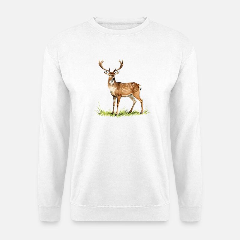 Wald-Aquarellhirsch - Unisex Pullover - Weiß
