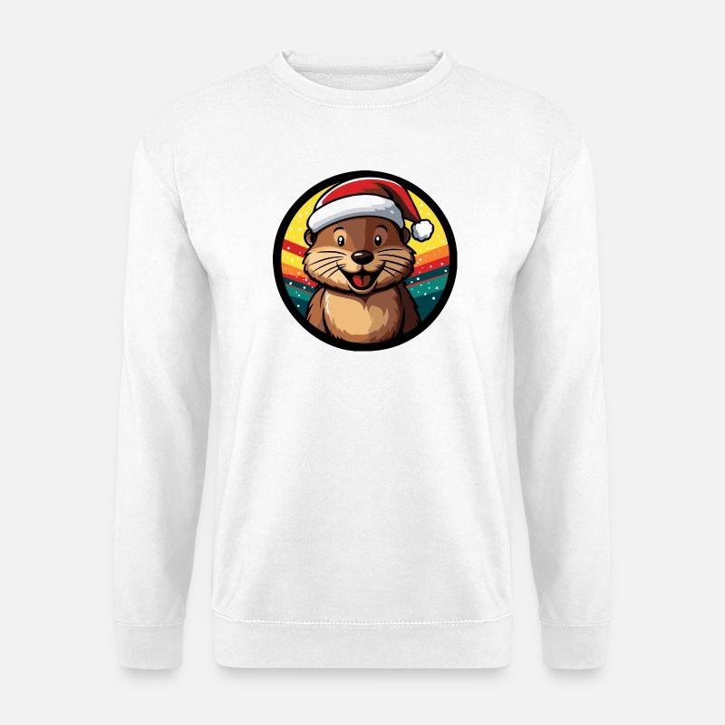 Winterotter im Santa-Hut - Unisex Pullover - Weiß