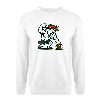 Einhorn-Fußball-Power-Maskottchen-Stärkedesign - Unisex Pullover - Weiß - Vorne