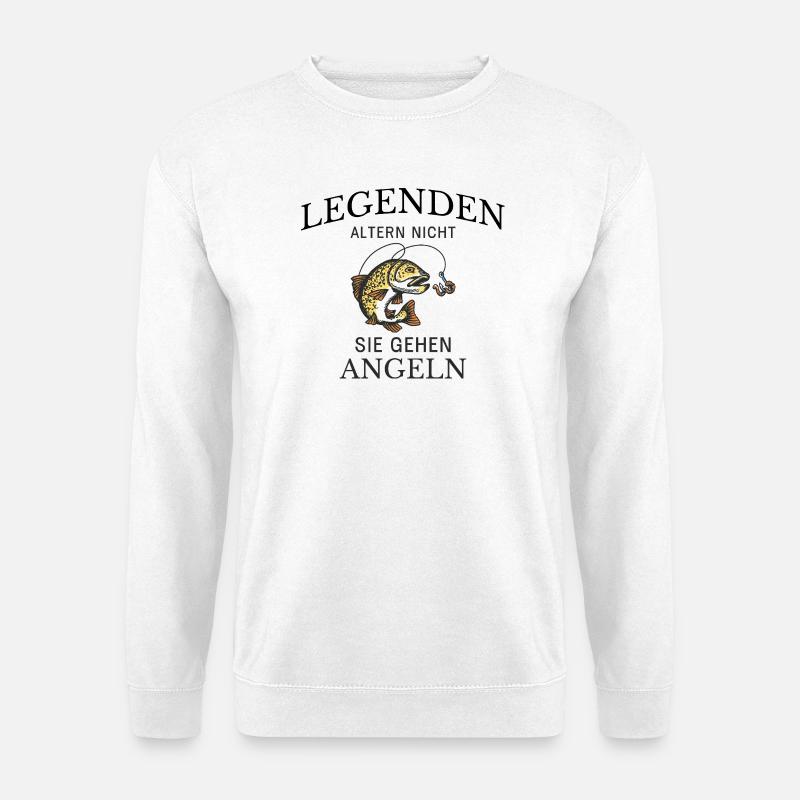 Legenden gehen Angeln Spruch - Unisex Pullover - Weiß