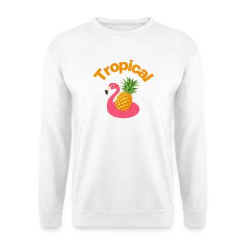 Tropical Vibes. Flamingo & Ananas. Urlaub, Auszeit - Unisex Pullover - Weiß - Vorne - Alina (178cm) & Michal (187cm)