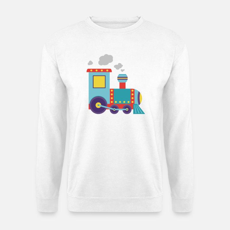 Bunte Spielzeug-Dampflok-Illustration - Unisex Pullover - Weiß