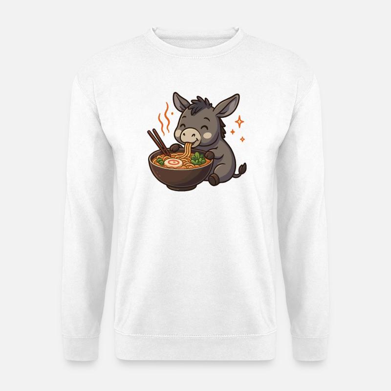 Esel mit Nudeln Ramen kawaii Esel - Unisex Pullover - Weiß