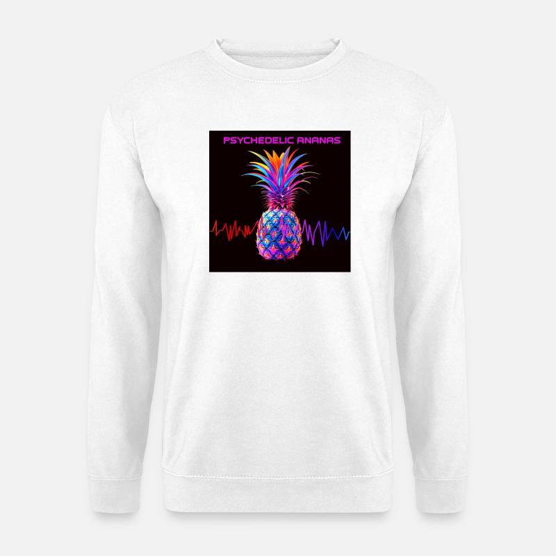 Psychedelischer Ananas Neonprint - Unisex Pullover - Weiß