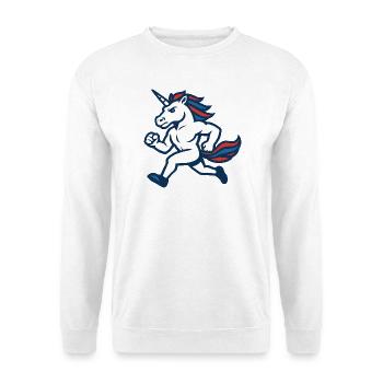Fast Running Unicorn Athletic Power Maskottchen - Unisex Pullover - Weiß - Vorne