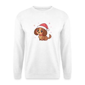 Chiot Noël au Chapeau Rouge - Sweat-shirt Unisexe - blanc - Devant
