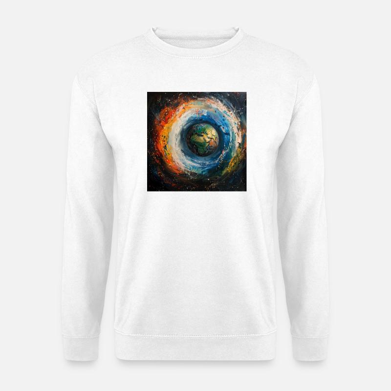 Erdwelt im Farbwirbel - Unisex Pullover - Weiß
