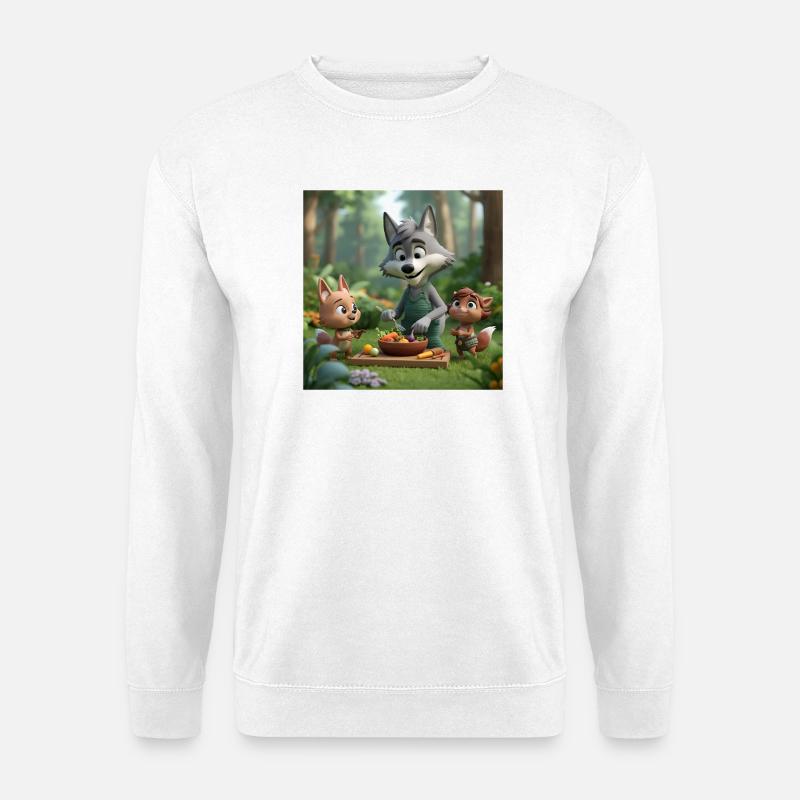 Wolf, veganer Wolf, freundlicher Wolf - Unisex Pullover - Weiß