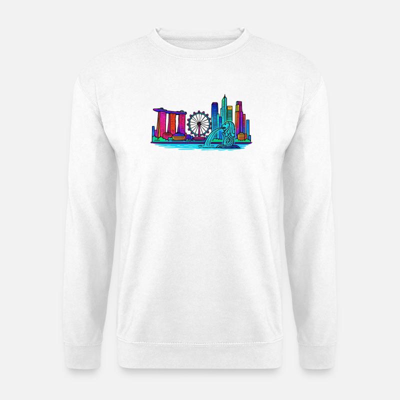 Singapur Skyline - Unisex Pullover - Weiß
