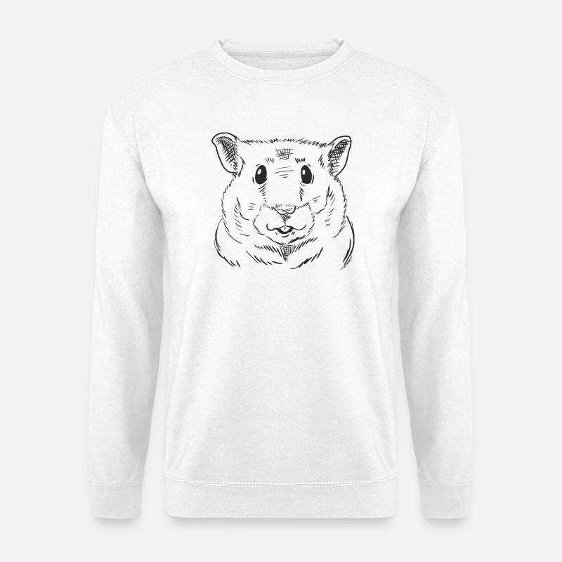 Hamstergesicht niedliches Nagertier-Sketch - Unisex Pullover - Weiß