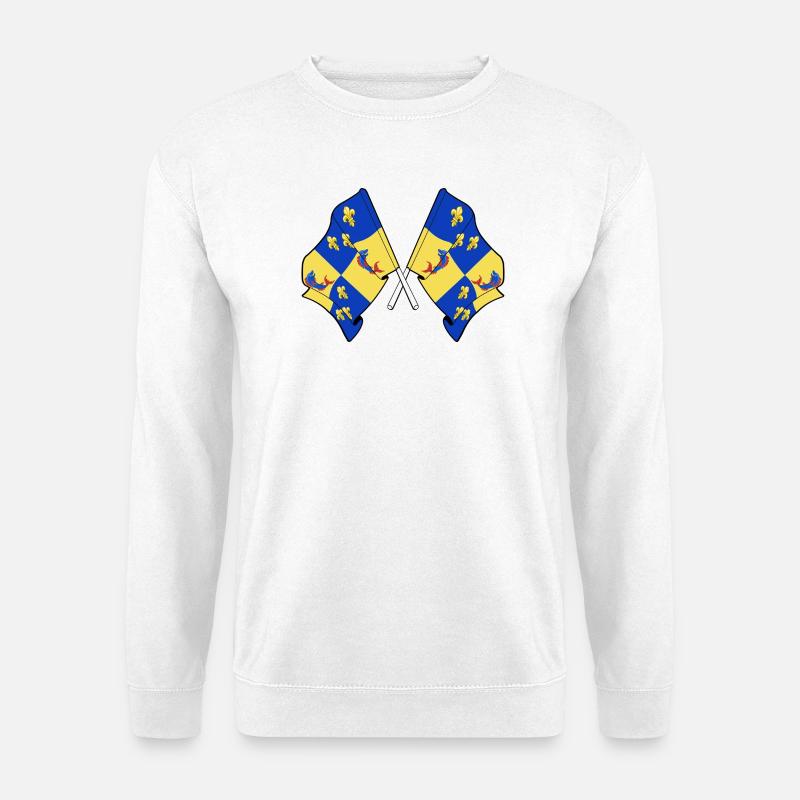 Gekreuzte Dauphiné-Fahnen - Unisex Pullover - Weiß