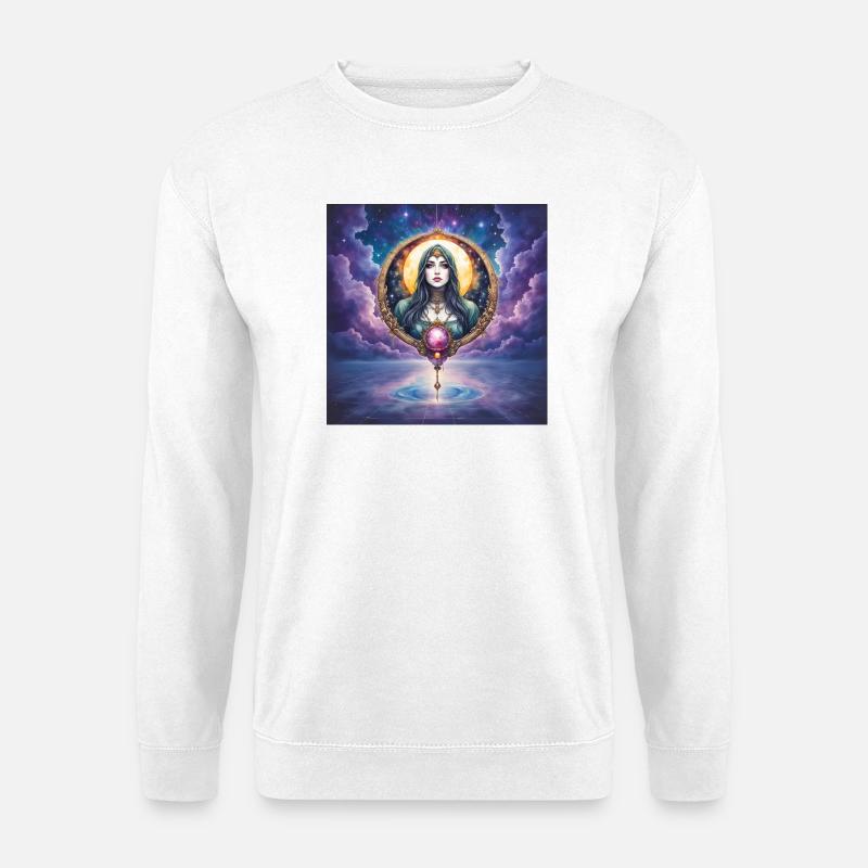 Lunar Arcana: Frau im himmlischen Ring - Unisex Pullover - Weiß