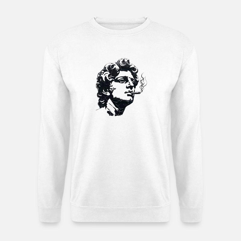Antike Statue raucht Zigarette – Dark Art - Unisex Pullover - Weiß