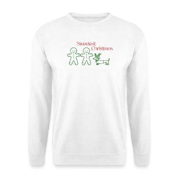 Christmas – Minimal Gingerbread & Dackel (Green) - Unisex Pullover - Weiß - Vorne