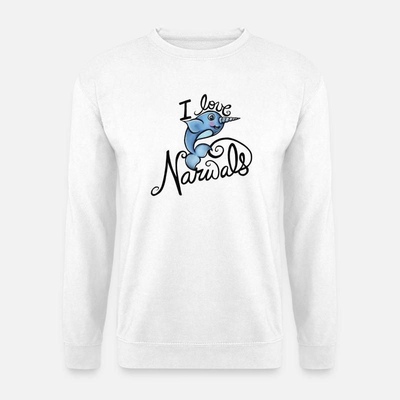 Narwal-Liebes-Illustration - Unisex Pullover - Weiß