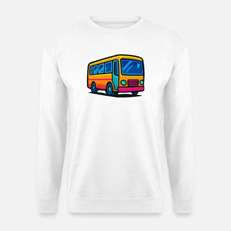  Comic-Bus Illustration - Unisex Pullover - Weiß