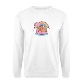 Cute Capybara Chills On Flamingo Float Rainbow - Unisex Sweatshirt - white - Front