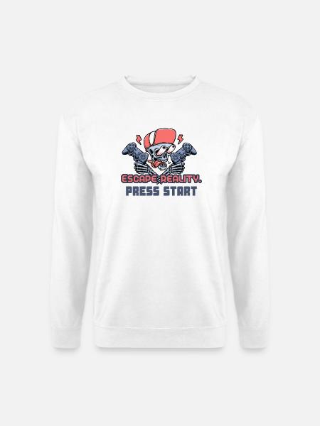Entflucht der Realität | Drücken Sie Start Gaming Merch - Unisex Pullover - Weiß