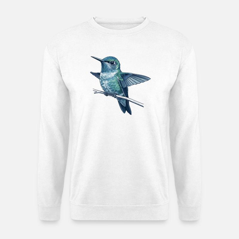 Kolibri im Aquarellschimmer - Unisex Pullover - Weiß