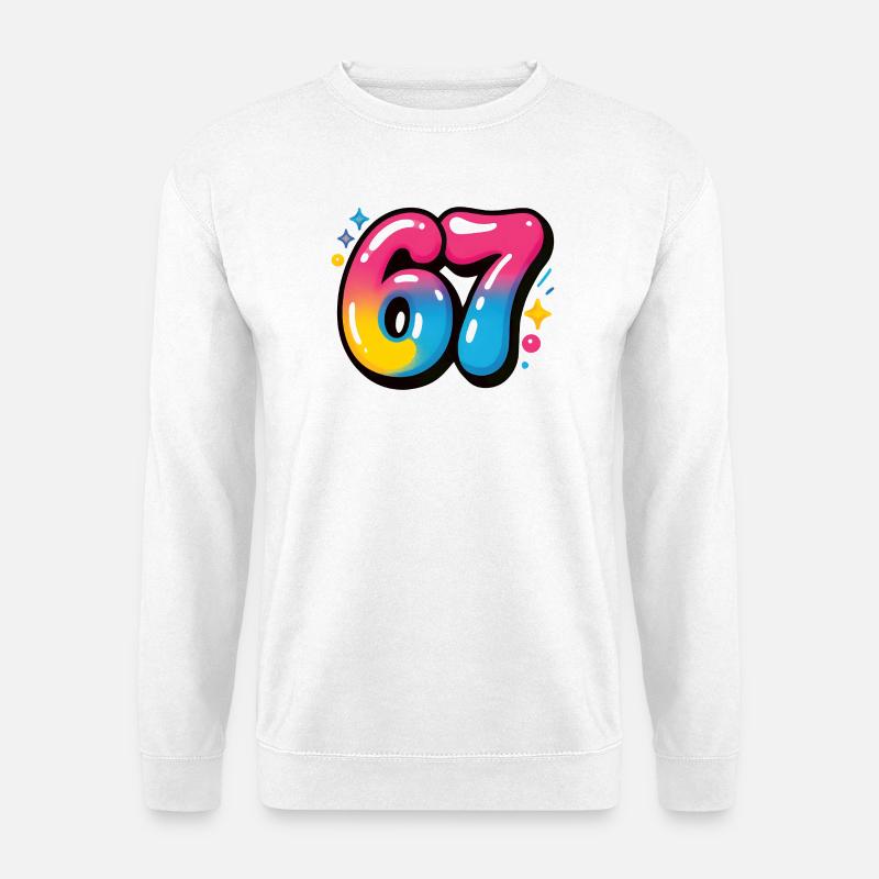 67 bunt sechs sieben bunte Luftballons - Unisex Pullover - Weiß