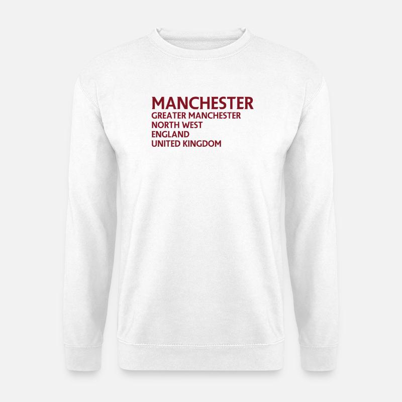 Manchester Name Stack Typografie - Unisex Pullover - Weiß
