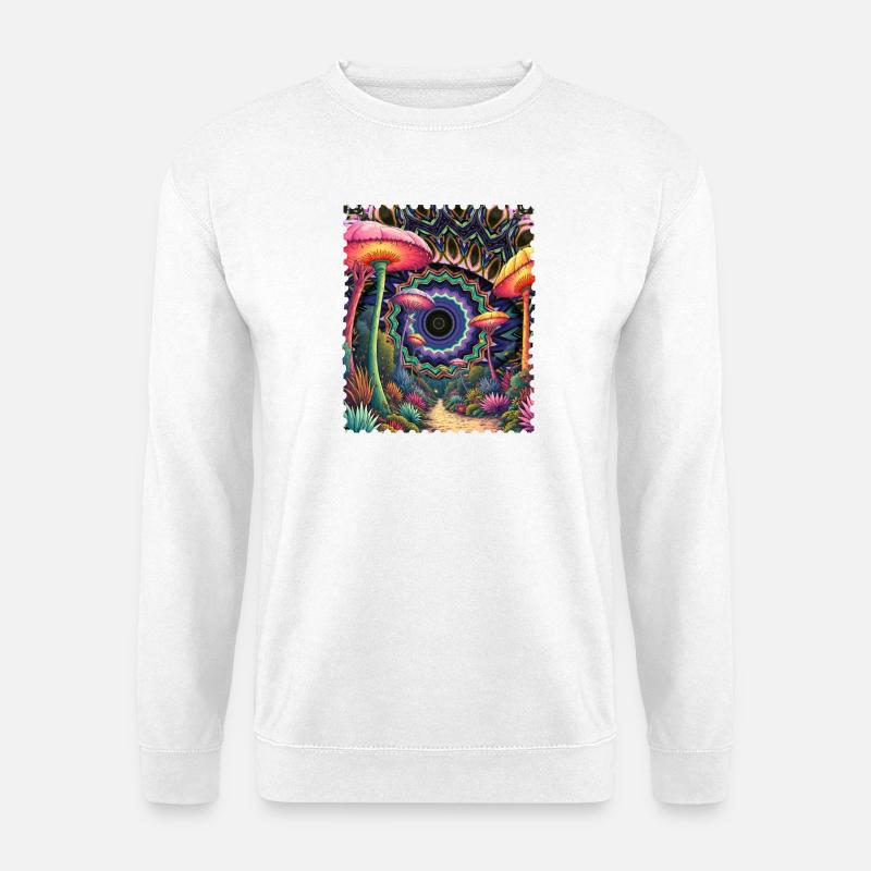 Kaleidoskop Waldpfad Pilze - Unisex Pullover - Weiß