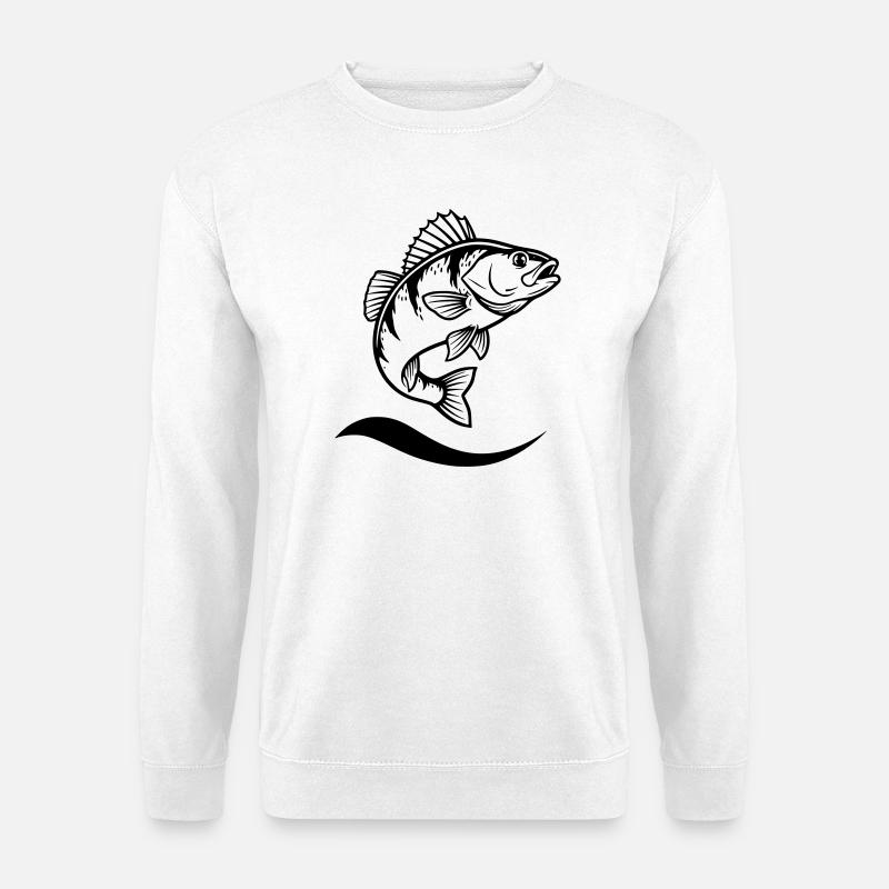 Springender Flussbarsch Angler Action - Unisex Pullover - Weiß