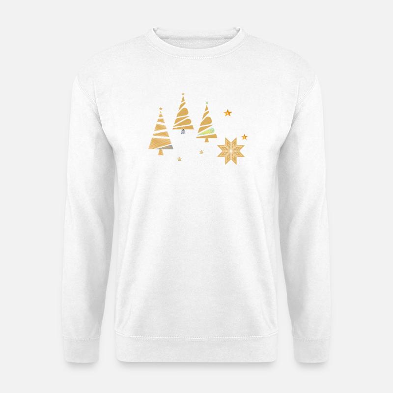 Goldene Weihnachtsbäume - Unisex Pullover - Weiß