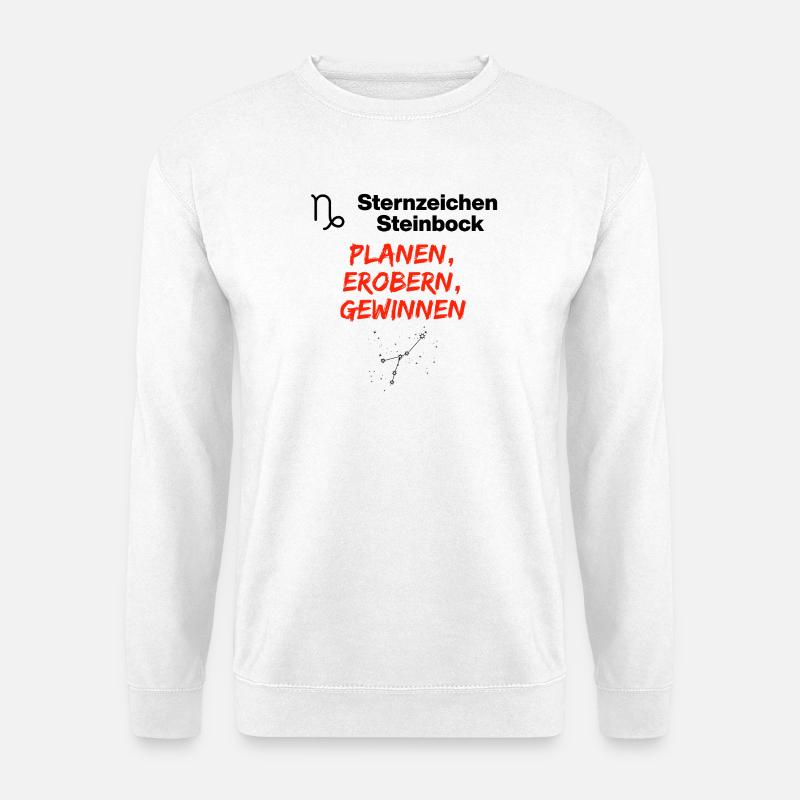Sternzeichen Steinbock – Planen, Erobern, Gewinnen - Unisex Pullover - Weiß